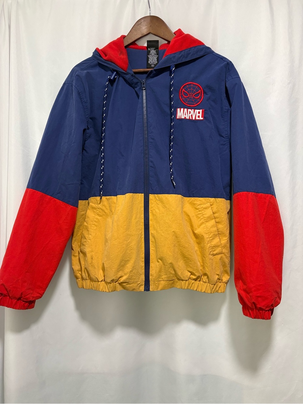 BoxLunch Marvel Spider-Man Hang In There Color Block Windbreaker Jacket Small